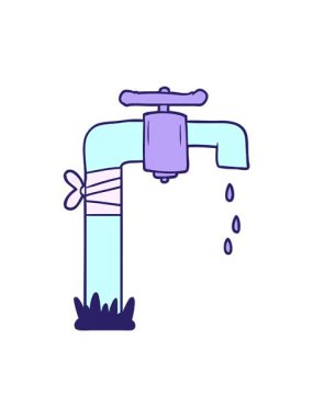 Eski karikatür su musluğunun dönen hareket animasyonu