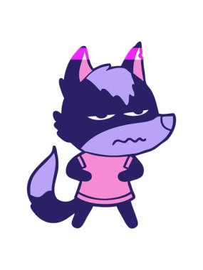 Sinirli bir kurdun çizgi filminin animasyonunu aç.