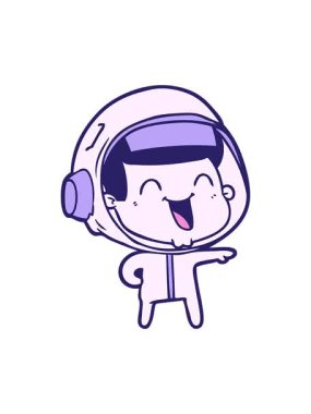 Mutlu çizgi film astronotunun hareketli animasyonu