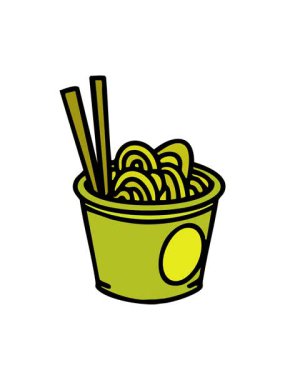 Japon eriştelerini yemek çubuklarıyla dışarı çıkarmanın renkli animasyonu.