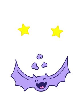 dönen yıldızlar karikatür yarasa çiziminin animasyonu