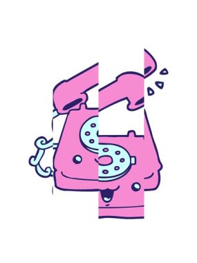 Tatlı çizgi film telefonunun bölünen hareketli animasyonu