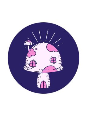 Dövme stili mantar evi simgesinin dönen hareket animasyonu