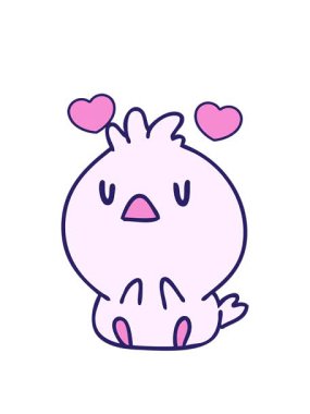 dönen kalpler küçük şirin bir kuşun çizgi filmini canlandırıyor.