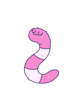 Dikkat çekici bir el çizimi çizgi film solucanı.