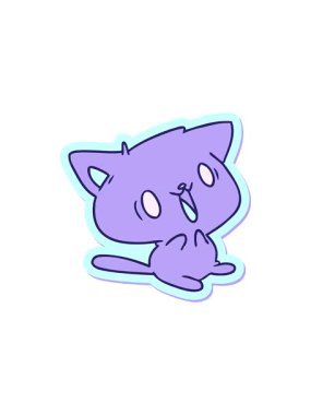 Sevimli kawaii kedisinin karikatür çiziminin radyoaktif parlayan animasyonu