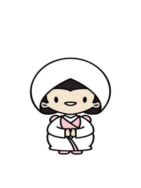 Geleneksel gelinlik giymiş mutlu Japon kadının hareketli animasyonu