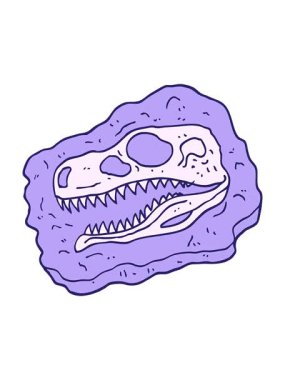 Parlak ışık efekti el çizimi karikatür tarzı antik fosil