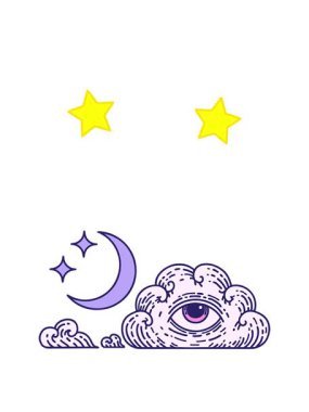 dönen yıldızlar ikonik dövme stili Ay yıldızlarının ve bulutların animasyonu