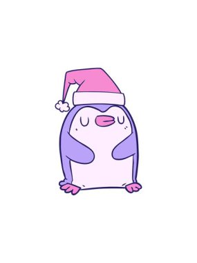 Çizgi film pengueninin yılbaşı şapkası taktığı animasyon satışı