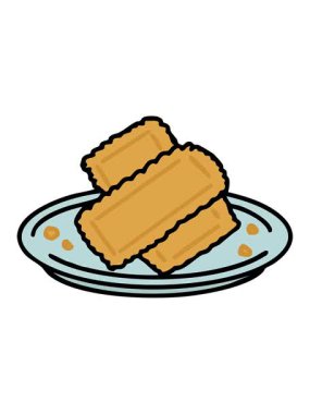 Brezilya usulü kızarmış pastel tabakların hareketli animasyonu