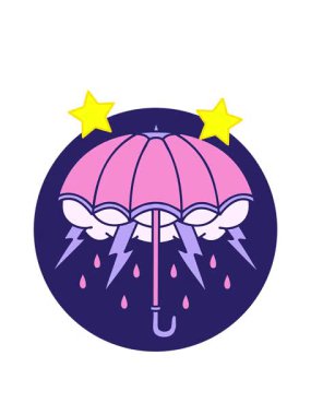 dönen yıldızlar bir şemsiyenin ikonik görüntüsünün animasyonu