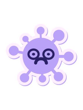 Üzgün bakışlı virüs çıkartmasının canlandırma efektini göster