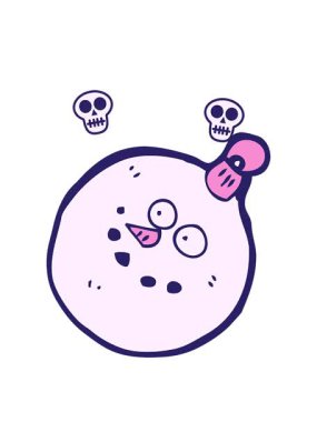 Çizgi film kardan adamın kafatası animasyonu.