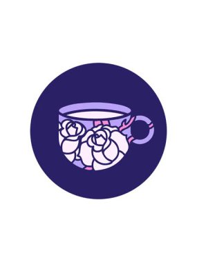 Bir fincanın ve çiçeklerin radyoaktif ışıldayan animasyonu