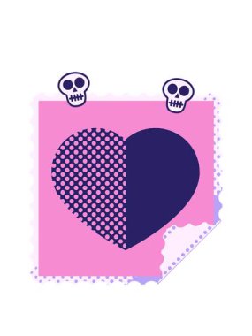 kalp sembolü grafik kare çıkartma damgasının dönen kafatasları animasyonu