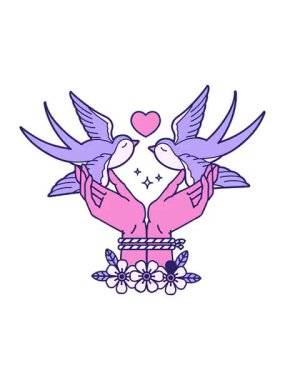 Dövme stilinin canlandırma efekti elleri bağlı ve yutuyor