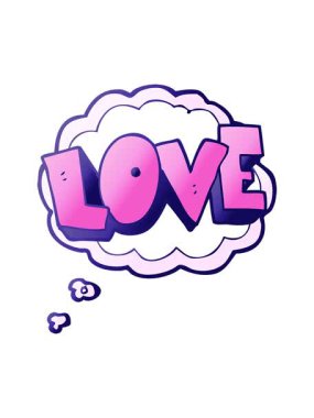 Düşünce kabarcığı çizgi film aşk sembolünün serbest çizim animasyonunun basınçlı patlaması