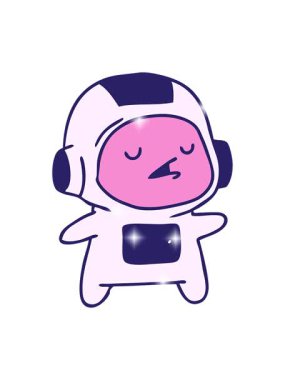 Sevimli bir astronotun canlandırılmasının ışıltı etkisi