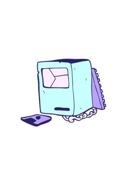 Bozuk eski bilgisayarın yatay titreşimli animasyonu