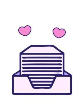 Bir yığın ofis kağıdının karikatürünün dönen kalp animasyonu