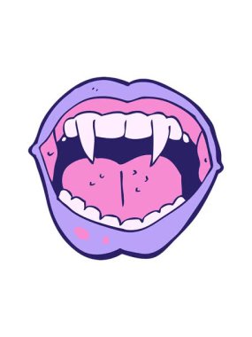 Parlak ışık efekti çizgi film vampirlerinin ağzının animasyonu