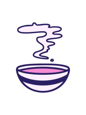 Japon miso çorbası dizaynının buharlı kase animasyonunun pixelize etkisi