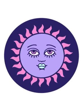 Titreyen hareketler ikonik dövme stili yüzü olan güneşin görüntüsü.