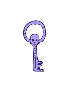 Karikatür karalamalarının dönen hareketli animasyonu ürkütücü kafatası anahtarı