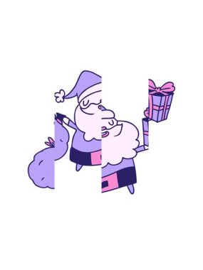 Kawaii Noel Baba 'nın el yapımı karikatürü.