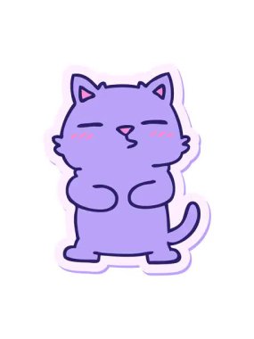 Garip bir el çizimi çizgi film kedisinin çıkartmasının canlandırma efektini göster