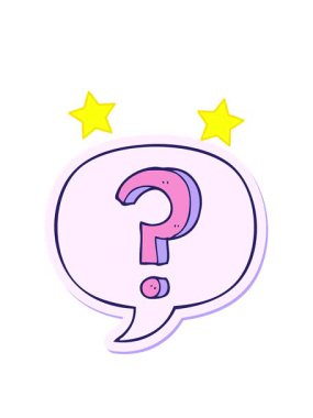 Konuşma kabarcığı etiketli çizgi film soru işaretinin dönen yıldızları canlandırması