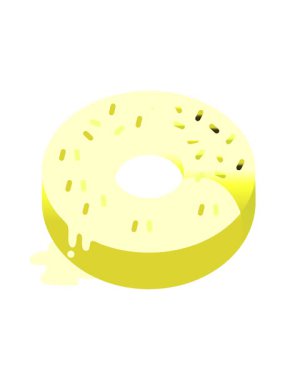 Lezzetli bir buzlu çöreğin düz renkli çizgi filminin renk animasyonu değişiyor