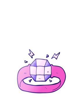 Serbest çizim karikatür halkasının animasyonunu büyük bir mücevher ile genişletiyorum.