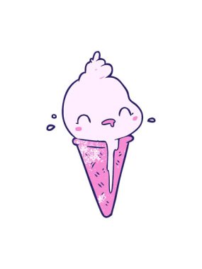 Tatlı karikatür dondurma illüstrasyonunun pixelize etkisi