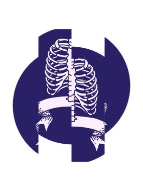 Dövme biçimi simgesinin göğüs kafesi pankartıyla bölünmüş hareket animasyonu