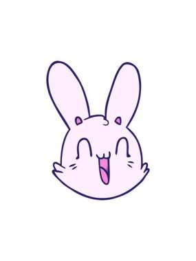 Çizgi filmin hareketli animasyonları. Çılgın mutlu tavşan surat.