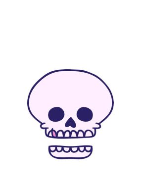 Bir kafatası karalaması çizilmiş el animasyonunu büyütüyor