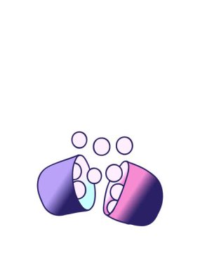 Açık ilaç tabletinin gradyan çizgi film çiziminin canlandırmasını genişletiyorum