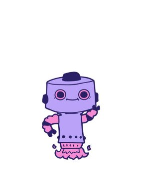 Çizgi film robot görüntüsünün animasyonu açılıyor