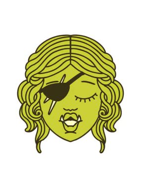 Retro Tattoo Biçimli Ork karakter yüzünün renk animasyonu değişiyor