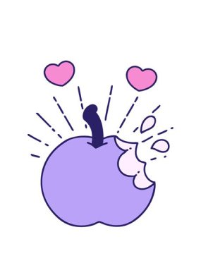 dönen kalp animasyonu geleneksel bir dövme stili ısırılmış elma çizimi.