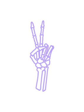 Bob ve duraklat dövme animasyonunu siyah çizgi şeklinde bir iskelet barış işareti simgesi veriyor