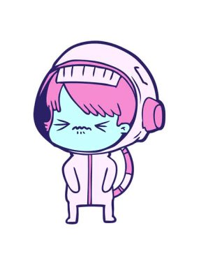 Kızgın tasarımcı uzay kızının animasyonunu durdurup duraklat