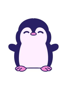 Küçük sevimli bir penguenin çizgi filminin animasyonunu renklendir