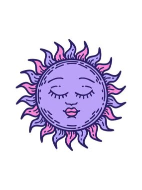 Dövmenin geleneksel güneş stilinde hareketli animasyonu