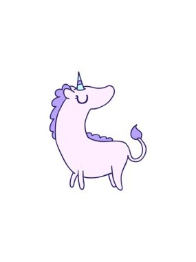 Şirin kawaii tek boynuzlu atının serbest piyasa çiziminin yıldız patlaması etkisi.