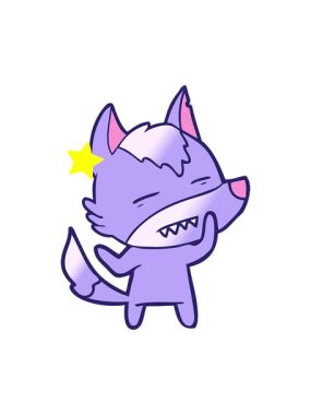 Parıldayan yıldızlar dişlerini gösteren bir kurdun animasyonunu etkiler.