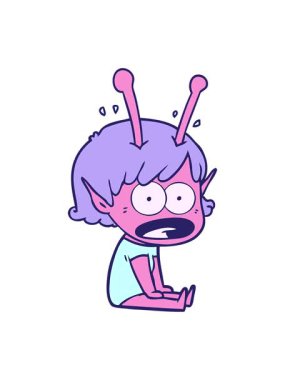 Çizgi filmin hareketli animasyonu şok edici uzaylı kız çizimi