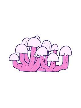 Bir mantarın karikatür dizaynının titreşimli hareketi